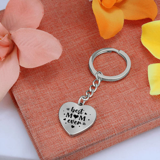 Mom - Best Mom Ever - Graphic Heart Keychain
