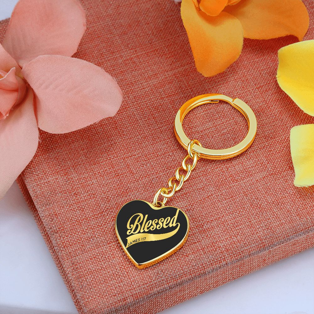 Blessed - Graphic Heart Keychain