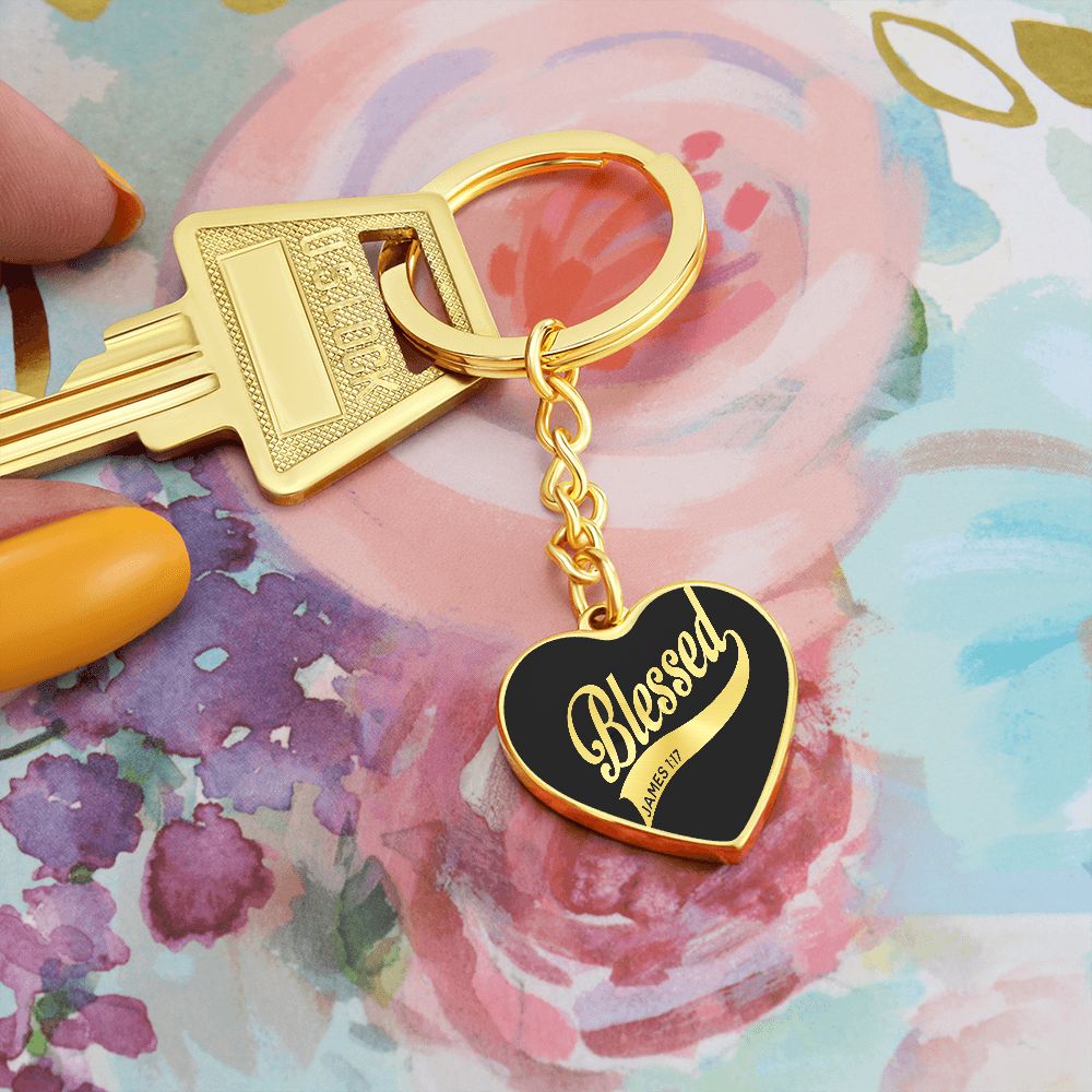 Blessed - Graphic Heart Keychain