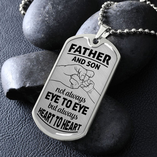 Father & Son Dog Tag - Always Heart To Heart