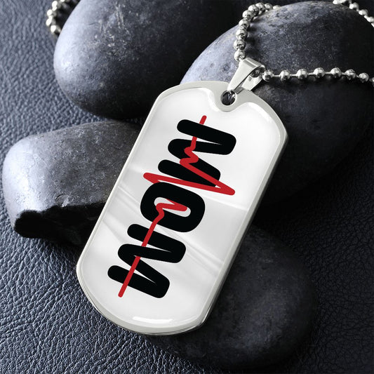 Mom Heart Beat Dog Tag