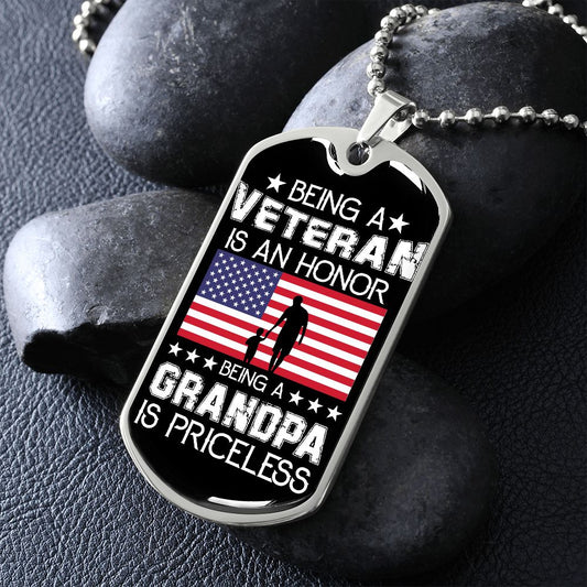 Veteran Grandpa Priceless Dog Tag