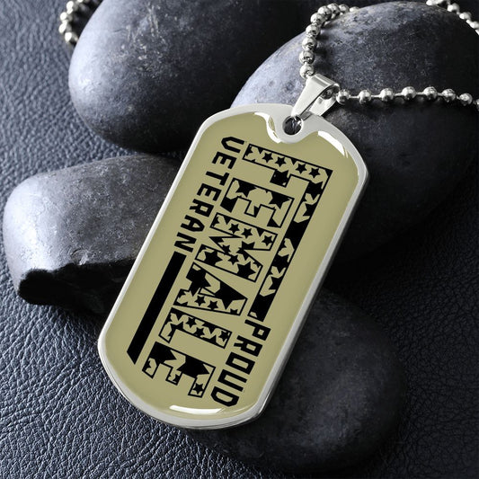 Proud Female Veteran Dog Tag Military