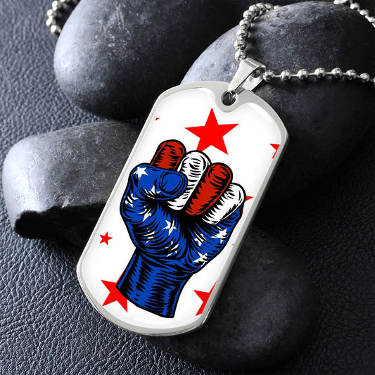 America Fist Dog Tag