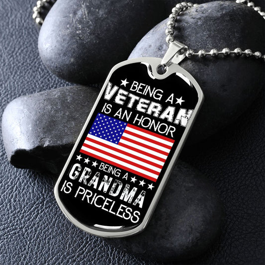 Veteran Grandma Priceless Dog Tag