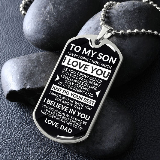 Son Dad Do Your Best Dog Tag