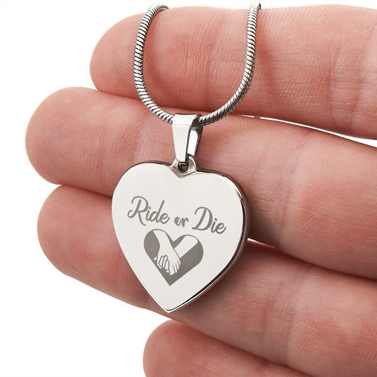 Ride or Die - Engraved Heart Necklace