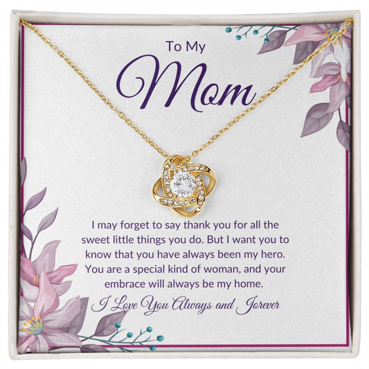 Mom - Thank You - Love Knot Necklace