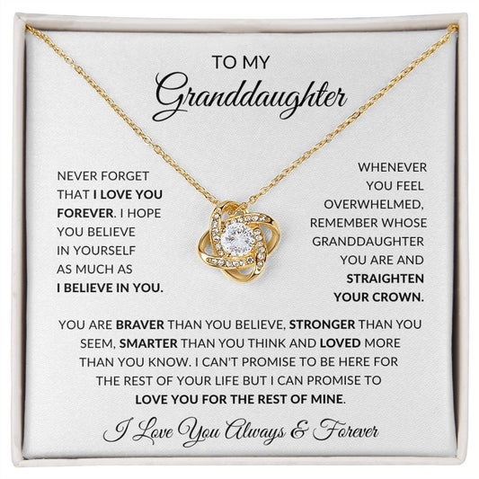 Granddaughter - Braver Stronger Smarter - Love Knot Necklace
