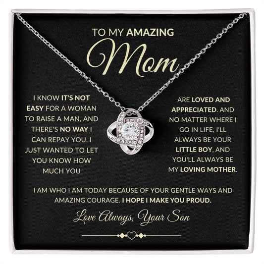 Mom - Loving Mother - Love Knot Necklace