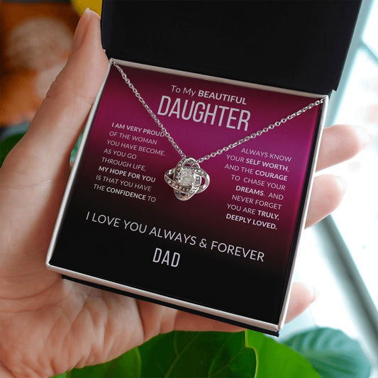 Daughter - Very Proud - Love Knot Necklace