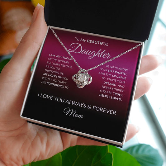 Daughter - Very Proud - Love Knot Necklace