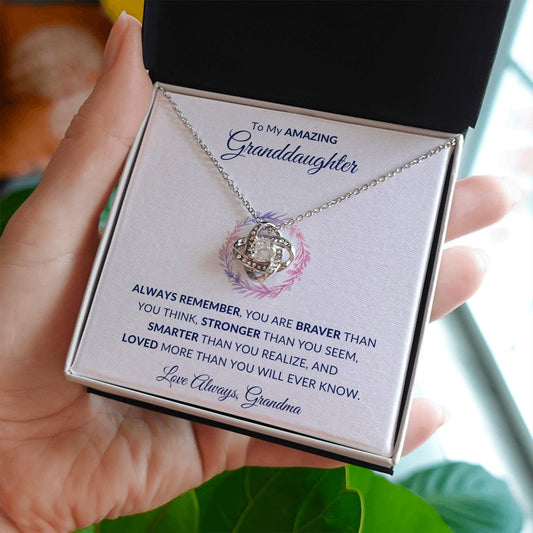 Granddaughter - Always Remember - Love Knot Necklace