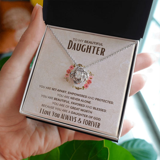 Daughter - Favored & Blessed - Love Knot Necklace