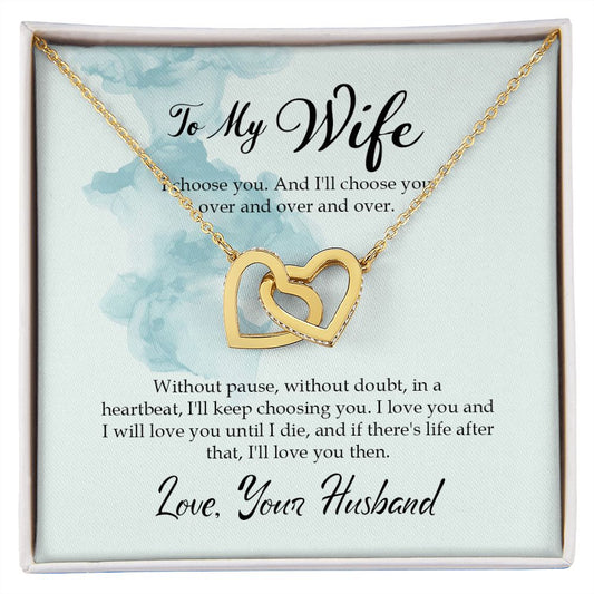 Wife - I Choose You - Interlocking Hearts Necklace