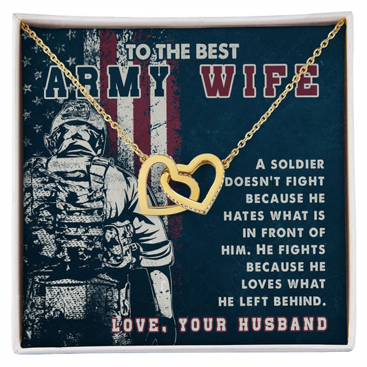 Army Military Wife - Left Behind - Interlocking Hearts Necklace