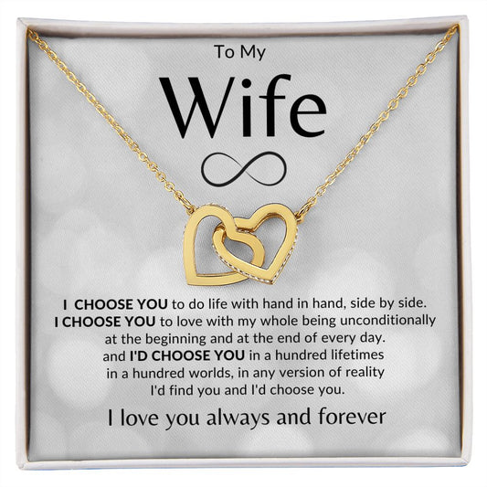 Wife - I Choose You - Interlocking Hearts Necklace