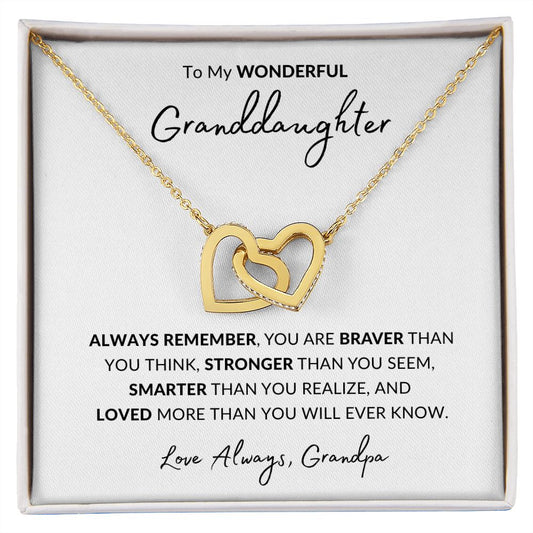 Granddaughter - Always Remember - Interlocking Hearts Necklace