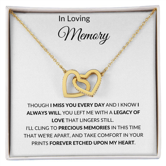 In Loving Memory - I Miss You - Interlocking Hearts Necklace