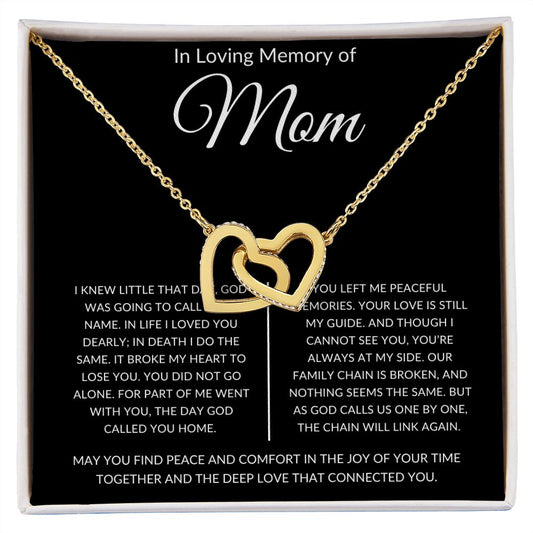 In Memory of Mom - Broken Chain - Interlocking Hearts Necklace