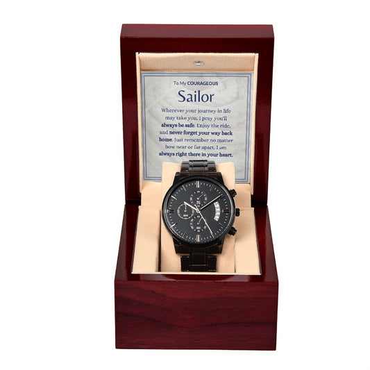 To My Sailor - Military - Black Chronograph Watch