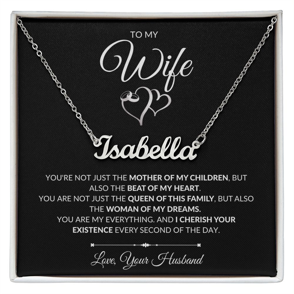 Wife - Beat Of My Heart - Custom Name Necklace