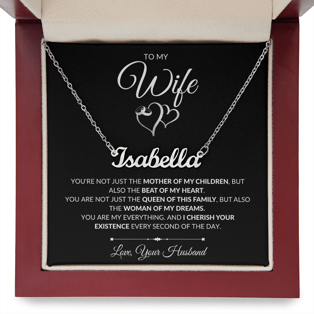 Wife - Beat Of My Heart - Custom Name Necklace