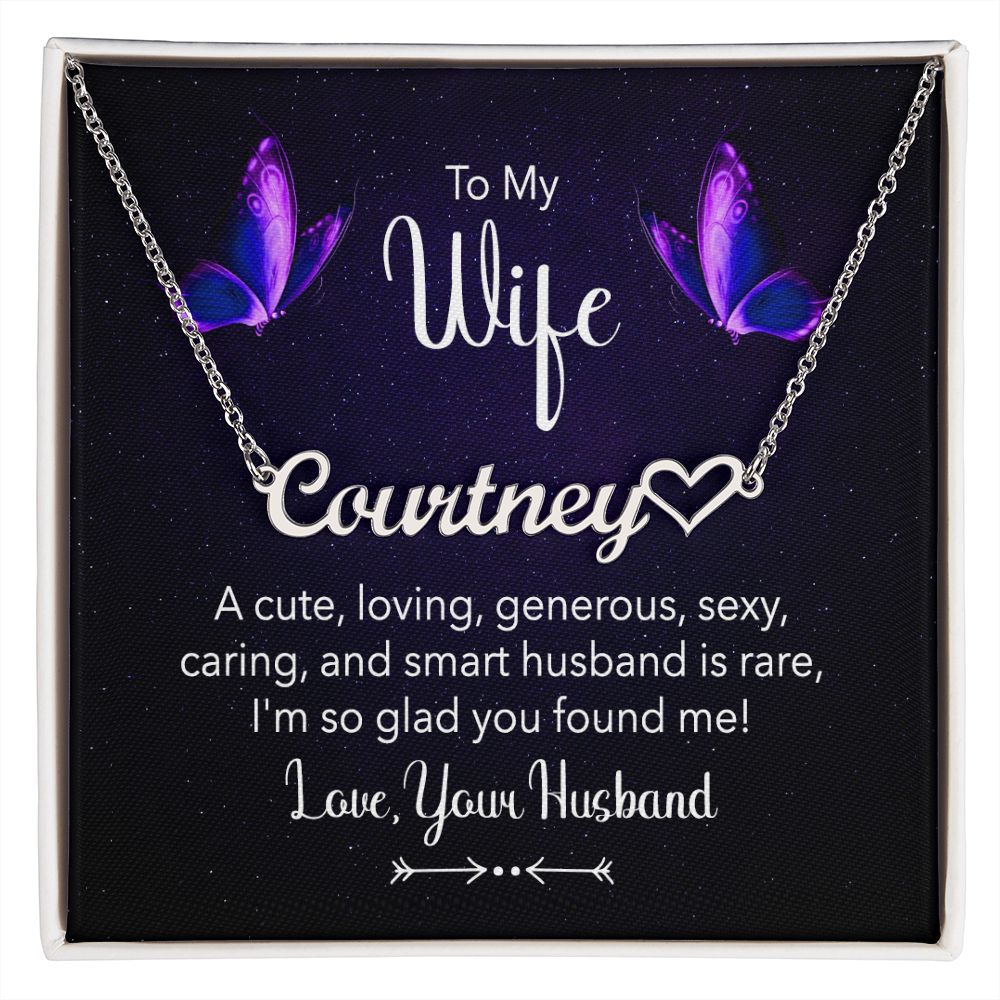 Wife - Personalized Heart Name Necklace
