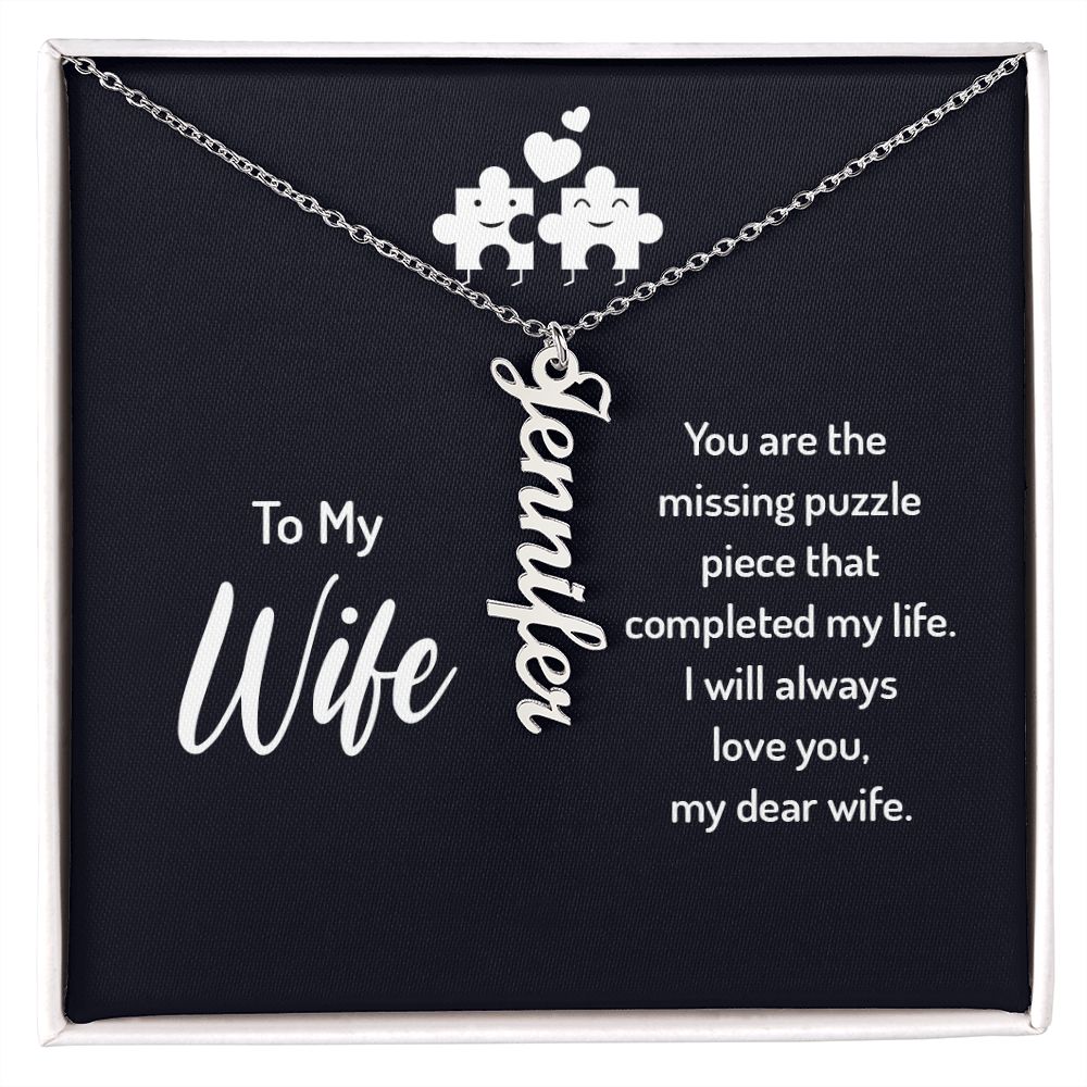 Wife - Vertical Name Necklace