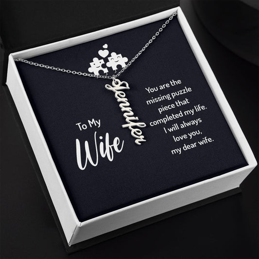 Wife - Vertical Name Necklace